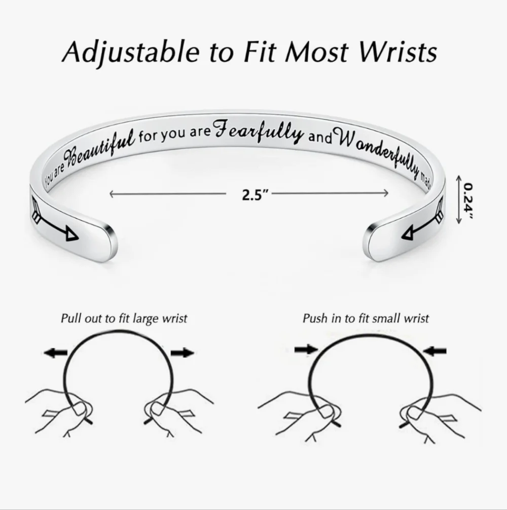 Silver Inspirational Cuff Bracelet